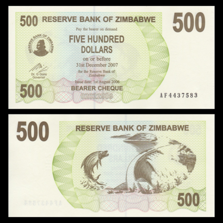 Zimbabwe, p-43, 500 dollars, 2006