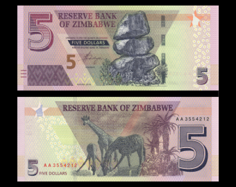 Zimbabwe, P-102, 5 dollars, 2019
