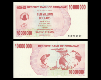 Zimbabwe, P-055a, 10 000 000 dollars, 2008