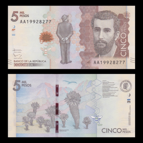 Colombia, p-459, 5000 pesos, 2015