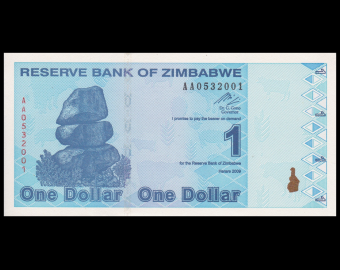 Zimbabwe, P-092, 1 dollar, 2009