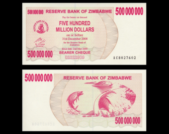 Zimbabwe, P-60, 500.000.000 dollars, 2008