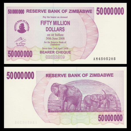 Zimbabwe, P-57, 50.000.000 dollars, 2008