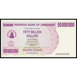 Zimbabwe, P-057, 50.000.000 dollars, 2008 - Billet de banque en vente sur Monnaies du Monde SHOP