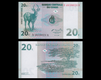 Congo, P-083, 20 centimes, 1997