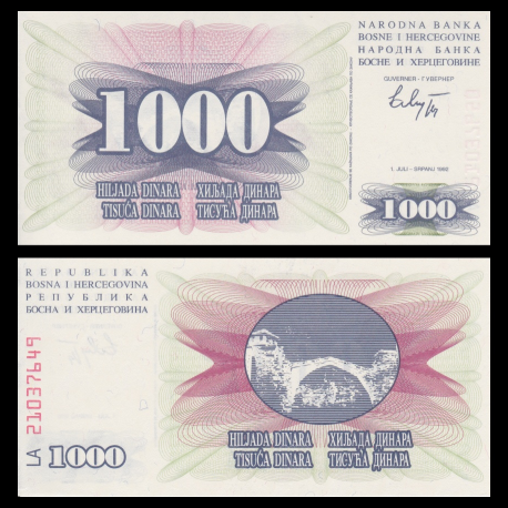 Bosnia and Herzegovina, P-015, 1000 dinara, 1992