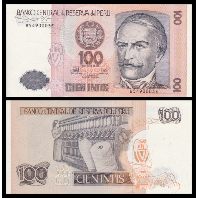 Pérou, P-133, 100 intis, 1987 - Billet de banque en vente sur Monnaies du Monde SHOP