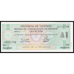Argentine, Tucuman, P-S2711b, 1 austral, 1991 - Billet de banque en vente sur Monnaies du Monde SHOP