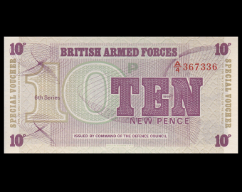 Angleterre, British Armed Forces, P-M48, 10 new pence, 1972