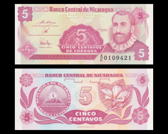 Nicaragua, P-168b, 5 centavos, 1991