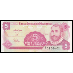 Nicaragua, P-168b, 5 centavos, 1991 - Billet de banque en vente sur Monnaies du Monde SHOP