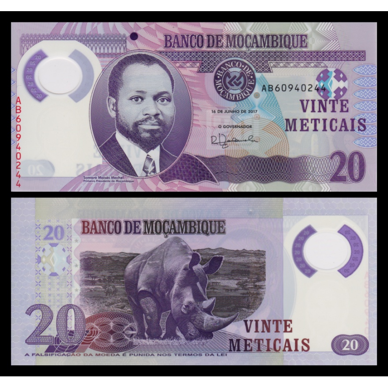 Mozambique, P-149b, 20 meticais, polymère, 2017 - Billet de banque en vente sur Monnaies du Monde SHOP
