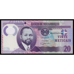 Mozambique, P-149b, 20 meticais, polymère, 2017 - Billet de banque en vente sur Monnaies du Monde SHOP