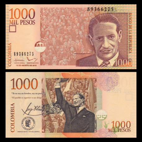 Colombie, p-456t, 1000 pesos, 2015