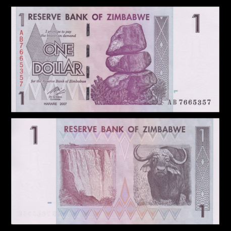 Zimbabwe, P-65, 1 dollar, 2007