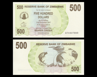 Zimbabwe, p-43, 500 dollars, 2006