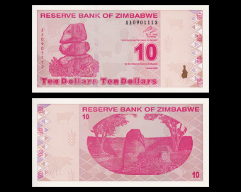 Zimbabwe, P-94, 10 dollars, 2009