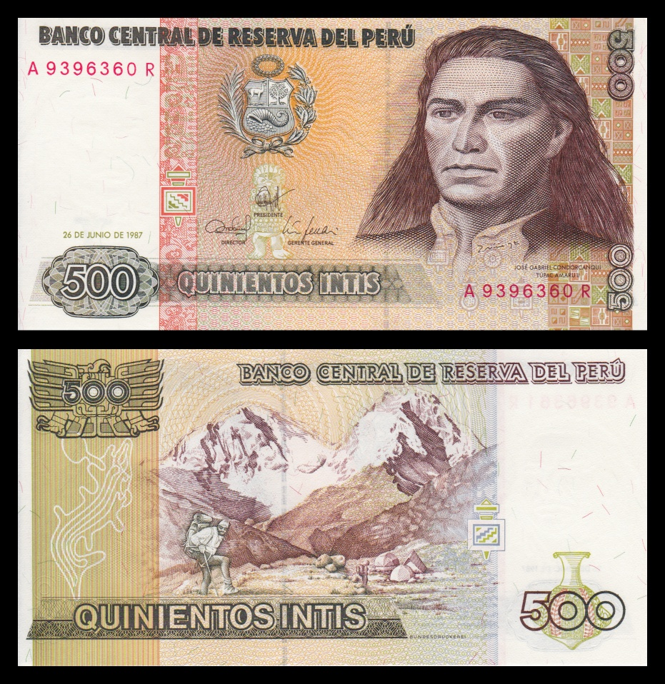 Peru P 134 b 500 Intis 1987 UNC 