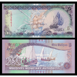 Maldives, P-18e, 5 rufiyaa, 2011 - Billet de banque en vente sur Monnaies du Monde SHOP