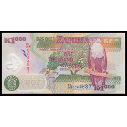 Zambie, P-44f, 1 000 kwacha, 2008, polymère - Billet de banque en vente sur Monnaies du Monde SHOP