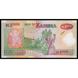 Zambie, P-44f, 1 000 kwacha, 2008, polymère - Billet de banque en vente sur Monnaies du Monde SHOP