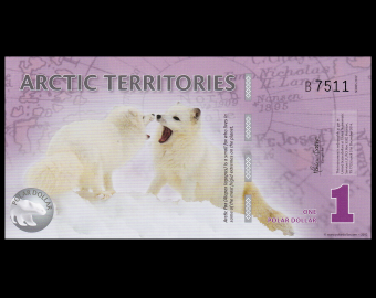 Territoires arctiques, 1 polar dollar, 2012, polymère
