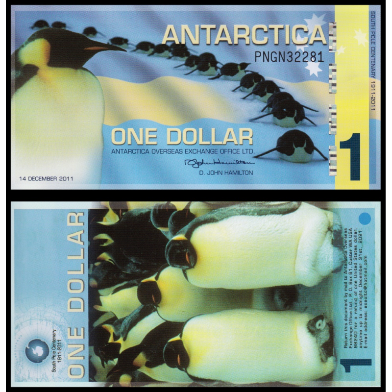 Antarctique, 1 dollar, 2011, polymère - Billet de banque en vente sur Monnaies du Monde SHOP