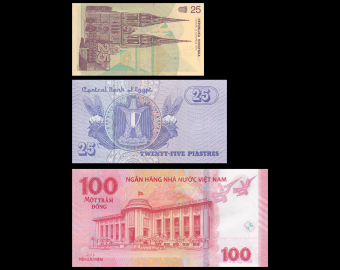 Lot 3 banknotes : Croatia Egypt Vietnam