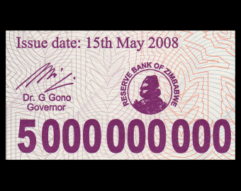 Zimbabwe, P-061, 5 000 000 000 dollars, 2008