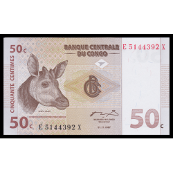 Congo, P-084A, 50 centimes, 1997 - Billet de banque en vente sur Monnaies du Monde SHOP