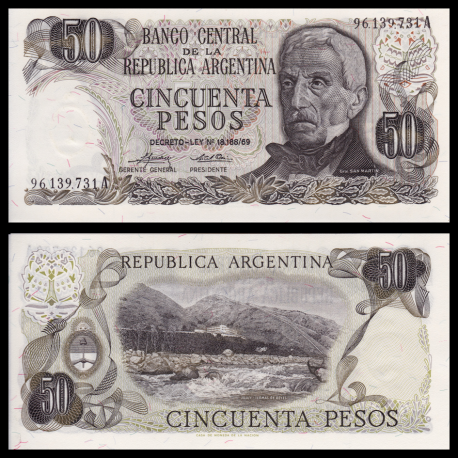 Argentina, P-296b, 50 pesos, 1974-75