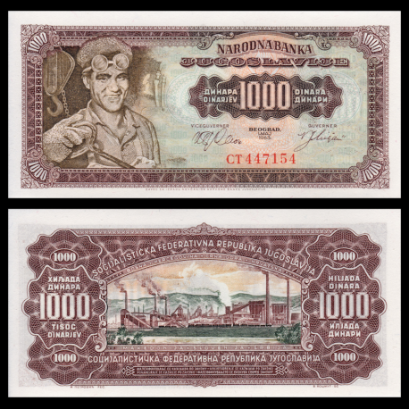 Yougoslavie, P-075, 1000 dinara, 1963
