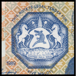 Lesotho, P-10, 5 maloti, 1989 - Billet de banque en vente sur Monnaies du Monde SHOP