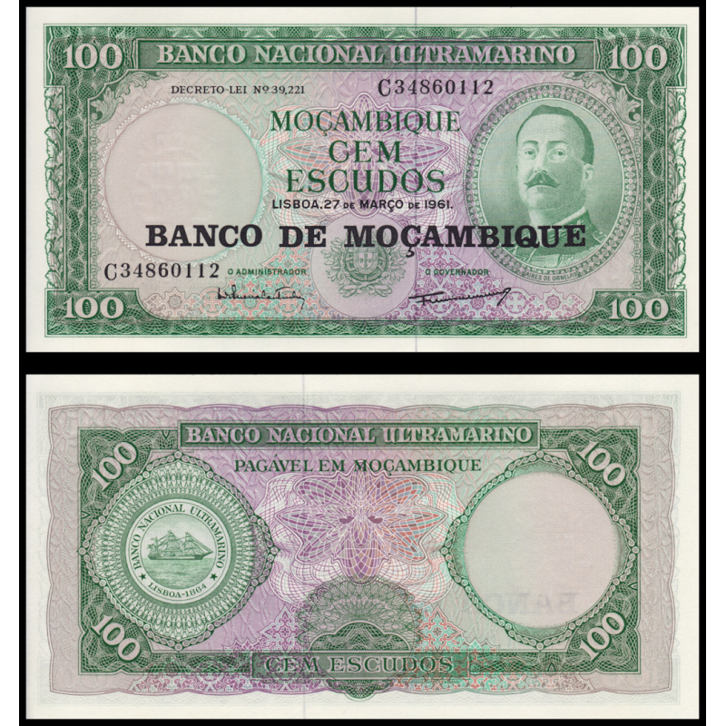 Mozambique, P-117, 100 escudos, 1976 - Billet de banque en vente sur Monnaies du Monde SHOP