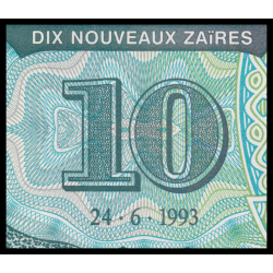 Zaire, P-55, 10 nouveaux zaïres, 1993 - Billet de banque en vente sur Monnaies du Monde SHOP