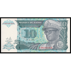 Zaire, P-55, 10 nouveaux zaïres, 1993 - Billet de banque en vente sur Monnaies du Monde SHOP