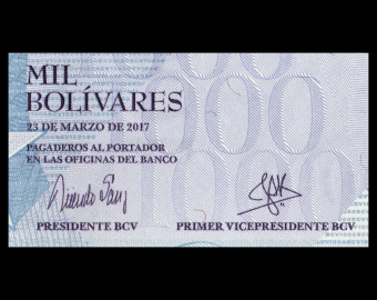 Venezuela, P-095b, 1 000 bolivares, 2017