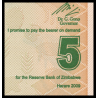 Zimbabwe, P-093, 5 dollars, 2009 - Billet de banque en vente sur Monnaies du Monde SHOP