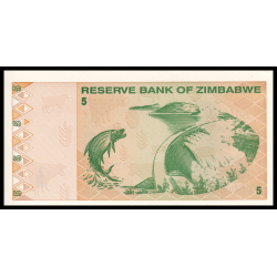 Zimbabwe, P-093, 5 dollars, 2009 - Billet de banque en vente sur Monnaies du Monde SHOP