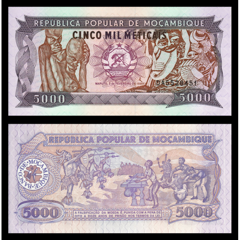 Mozambique, P-133b, 5000 meticais, 1989 - Billet de banque en vente sur Monnaies du Monde SHOP