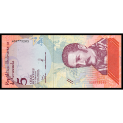 Venezuela, P-102a, 5 bolívares soberanos, 2018 - Billet de banque en vente sur Monnaies du Monde SHOP