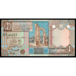 Libye, P-62, ¼ dinar, 2002 - Billet de banque en vente sur Monnaies du Monde SHOP