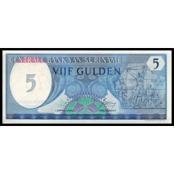 Suriname, P-125, 5 gulden, 1982 - Billet de banque en vente sur Monnaies du Monde SHOP