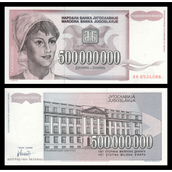 Yougoslavie, P-125, 500 000 000 dinara, 1993 - Billet de banque en vente sur Monnaies du Monde SHOP