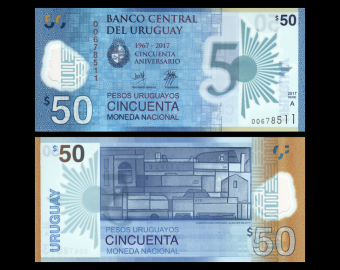 Uruguay, P-100, 50 pesos, 2017, polymère