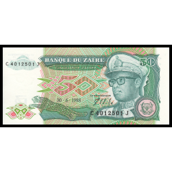 Zaïre, P-32, 50 zaires, 1988 - Billet de banque en vente sur Monnaies du Monde SHOP