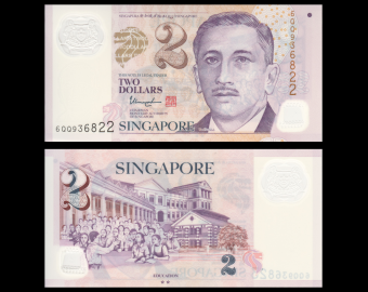 Singapour, P-46k, 2 dollars, Polymère, 2017