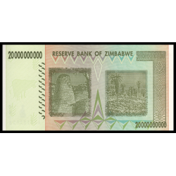 Zimbabwe, P-086, 20 000 000 000 dollars, 2008 - Billet de banque en vente sur Monnaies du Monde SHOP