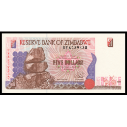 Zimbabwe, P-05b, 5 dollars, 1997 - Billet de banque en vente sur Monnaies du Monde SHOP