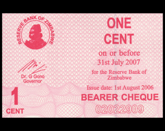 Zimbabwe, P-033, 1 cent, 2006